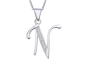 Viki Lynn Collier avec pendentif en forme de lettre Initiale Argent 925 Oxyde de Zirconium Cadeau personnalisé pour femmes filles