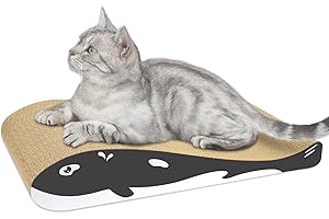 Furjoy Cat Scratcher, Cat Scratching Board Cardboard with Organic Catnip,Reversible Use Durable Scratching Pad [ Curved Shape for Cats Habits, 44 x 23 x 8cm ]