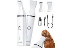 oneisall Dog Paw Trimmer with 2 Blades,Low Noise Dog Clippers Grooming Kit,Pet Trimmer for Dogs Cats Paws, Eyes, Ears, Face
