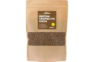 RheinNatur Sojaprotein Crispies Kakao 77% Protein 500g - vegansk proteinkälla utan tillsatt socker - krispigt topping för müs