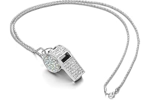 CIATBYYJ Glitzerpfeife mit Strasssteinen und abnehmbarer Kette, glitzernde Pfeifen, Halskette, Charm-Zubehör, Zinklegierung, Pfeifen für Trainer, Lehrer, Schiedsrichter, Sport und Training