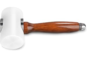 EVWOGE Rubber Hammer Mallet for Leatherwork Leather Carving Cowhide Sew DIY Leathercraft Wooden Mallet Wood Handle (T-Head)
