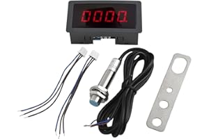 HpLive Digitaler LED-Drehzahlmesser AC110-230V RPM Motor Tachometer mit Hall-Näherungsschalter für Präzisionsmessung 10-9999 RPM Industrielle Anwendung(Rot)