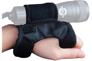 Tonelife Soft Goodman Glove 01 Sangle de bras et main en nylon réglable avec bande magique et diamètre maximum de 4 cm pour lampe de poche LED, lampe de plongée, lampe torche de plongée (sans lampe de poche)
