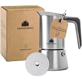 Groenenberg Italian Coffee Maker + Filter Reducer | Espresso Coffee Maker 2-4 Cups (200 ml) | Italian Induction Coffee Maker