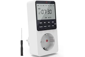 RATEL Presa Temporizzata, Presa Elettrica Digitale, Spina Timer Programmabile con Ampio display LCD, Modalità Casuale Antifurto Risparmio di Energia Presa Timer per Elettrodomestici