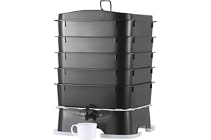 VEVOR Lombricomposteur à 5 Plateaux Composteur de Jardin 50 L Bac à Compost à Vers Extérieur Intérieur pour Recyclage Déchets Alimentaires Déjections de Vers Thé de Vers Lombriculture Lombricompostage