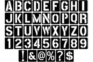 AMISSZ 42 stencil con lettere in plastica, numeri, stencil artistico, riutilizzabili, lettere maiuscole, artigianato, per pittura fai da te, legno da parete (7,6 x 7,6 cm)