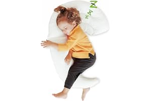 Choc Chick Curve - Almohada Corporal Larga para niños pequeños, 86 x 68 cm, Suave y con Forma de Luna, de algodón 100% orgánico, Lavable y Transpirable para Cuna