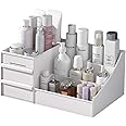 DIALUST Plastic Multi Cosmetic Organizer Box Drawers Storage Plastic Stationary Box | Make Up Organiser For Women Desktop Storage Cosmetics Box Countertop for Dressing Table, 1pcs, White