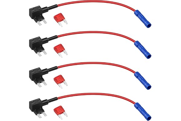 Poeland 4-delat set med säkringsadapter, strömtjuv, mini bilsäkringsadapter med 10 A mini blade-säkring för bil, elektronikenhet