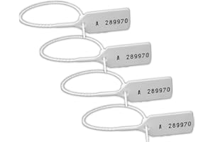 ‎NADIA'S LITTLE TREASURES Hergestellt in Großbritannien, nummerierte Zugdichtung, Anti-Manipulations-Dichtungen, Sicherheits-Kabelbinder, Sicherheitssiegel, Sicherheitsetiketten, nummerierte Kabelbinder, (weiß, 100)