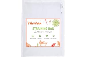 Therlan Filterbeutel Nussbeutel, Nylon Siebbeutel, Abseihen Beutel 75 Mikron Waschbares Feinmaschiges Filter Sack Zum Nussmilch, Saft, Mandelmilch, Pflanzenmilch, Hafermilch, Hopfen Bier, 22cm*32cm