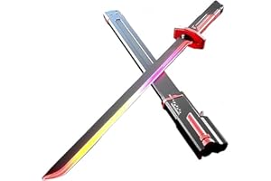 Aosrioylt Spark Effect Sword, Cyberpunk LED Sword with Mist/Smoke, Spark Blade with Sensor Sound & Fog, Light up Swords for Rave, Cosplay & Display, Auto-Eject Sheath, Type-C Rechargeable(Red,17IN)
