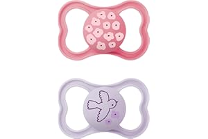 MAM Supreme Smoczek dla niemowląt, dla zdrowego rozwoju zębów i szczęki, zapobiega podrażnieniom skóry, z pudełkiem na smoczek, 6-16 miesięcy, kwiaty/ptak, 2 szt