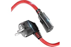 Kabel zasilający 3-biegunowy, RIKSOIN kabel zasilający 1 m pleciony nylonowy uniwersalny kabel zasilający (CEE 7/7 na IEC60320 C13) z VDE do monitorów, komputerów, drukarek, PS3/PS4 PRO, skanera, telewizora, ekranu, projektora itp