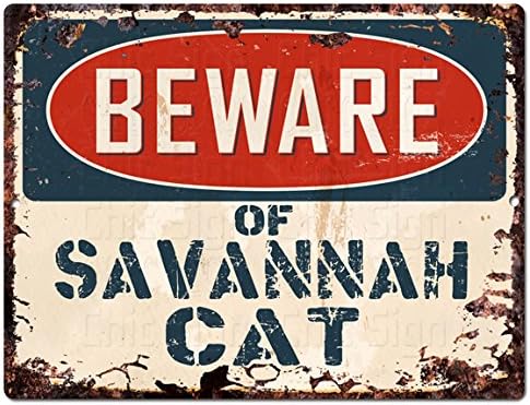 Beware of SAVANNAH CAT Chic Sign Vintage Retro Rustic 9"x 12" Metal Plate Store Home Room Wall Decor Gift