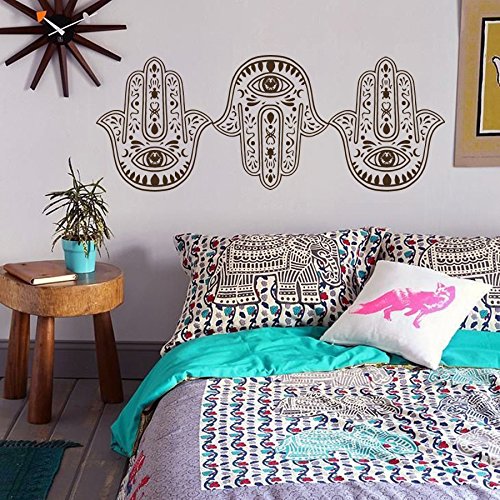 Vinyl Wandtattoo Hand der Fatima Hamsa Khamsa Vibes Gute Good Indisch Amulett Buddha Joga Zen Meditation Wandaufkleber Wandsticker Wanddekoration Fototapete Dekoration für Schlafzimmer M274
