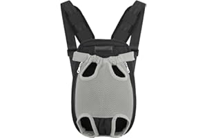 Pawaboo Zaino Regolabile per Animali Domestici, Borsa Portatile per Cani con Zampe Fuori, Borsa Traspirante per Cani Gatti Cuccioli di Piccola Media Taglia, M, Grigio