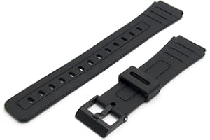 WATCHWATCHWATCH Replacement Watch Strap 18mm Black Resin to fit Casio F91, F105, F94