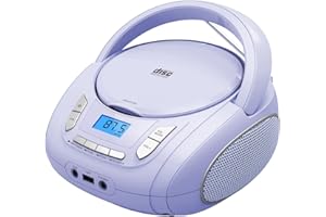 WISCENT Reproductor de CD portátil para niños Boombox (con Bluetooth, Radio FM, USB, reproducción de MP3, AUX, Toma de Auriculares), Sonido estéreo para la Familia