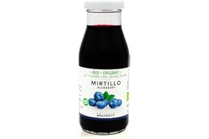 Agricola Miglioretti - 200ml Succo e polpa di mirtillo 100% Biologico, Spremuta a Freddo senza Zuccheri Aggiunti - Prodotto Italiano Naturale e Dissetante