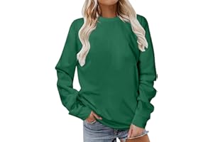 GENERIC Womens Casual Sweatshirt UK 2024 Fashion Long Sleeve Crew Neck Pullover Tops Dressy Comfy Solid Color Loose Fit Blouse Ladies Elegant Fall Winter Going Out Basic Jumper Shirts