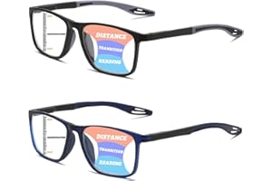 Hubeye Occhiali da lettura sportivo da uomo e donna Lettori ultraleggero TR90 Confortevole Flessibile Occhiali anti luce blu (Nero+Blu, 2.50)