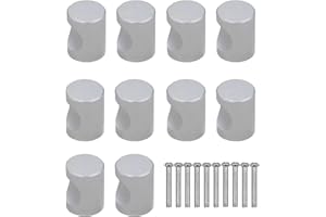 HALF FOREST Perillas Muebles Matt Tiradores Cajón Tocador Plateados 10 Pomo Cilíndricas para Cajón de Un Solo Orificio Con Tornillos, Utilizadas Para Cajones, Gabinete, Armarios, Aparador, Dormitorios, Cocinas