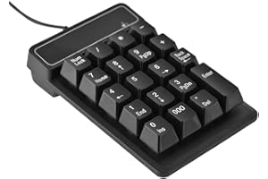 DENASH Teclado con Cable USB, 19 Teclas Teclado numérico a Prueba de Agua Teclado numérico para Windows Laptop/Desktop/PC