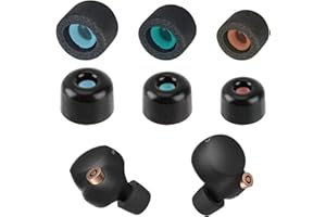 SAKERR Ear Tips for Sony WF-1000XM 3/4/5, 3 Pairs Earbuds Replacement Tips Foam Earbud Tips Noise-Reducing Earbuds Rubber Tips Earbuds Cap Non-Slip Soft Memory Foam Ear Tips Black Replacement Earbud - S M L