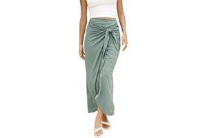 TASAMO Womens Draped Maxi Skirt Retro Full Length Skirt for Women Dressy Casual