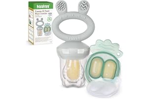 Haakaa Podajnik owoców dla niemowląt, Formy do popsicle z mlekiem matki, silikonowy podajnik bez BPA do bezpiecznego samodzielnego karmienia niemowląt, 4 miesiące +Szary