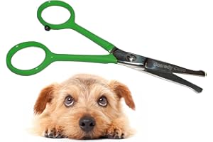Scaredy Cut Tiny Trim - Kleine Fellpflege-Schere mit abgerundeten Spitzen für Haustiere, 11,4 cm - für Ohr, Nase, Gesicht, Pfote - für Katzen, Hunde, Haustiere - Grün