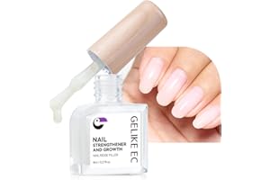 Gelike ec Vernis Durcisseur Ongle fort et Croissance, Soin de la Base de Vernis pour Rembourrage des Ondes des Ongles, pour Réparer les Ongles Fins et Cassés, Vernis de Couleur Blanche Laitière