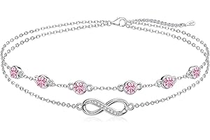 Cosie Lily Infinito Pulsera Plata de Ley 925 Piedra Nacimiento Joyas Mujer Doble Capa Personalizado Corazón Regalo Cumpleaños para Mamá Esposa Novia Amigas (Abril)