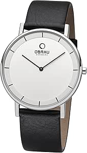Obaku Denmark Flat Men's Watch with leather band 40 mm V143XCWRB : Amazon.co.uk: Watches