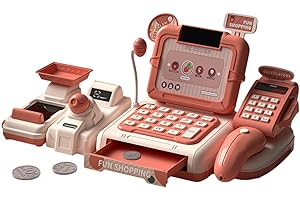 KKPLZZ Kasza fiskalna dla dzieci ze skanerem, najnowsza zabawka kasjerska, odgrywanie ról, supermarket, zakupy, kasa, pieniężna, zabawka przedszkolna, nauka dla dzieci, dziewcząt, chłopców