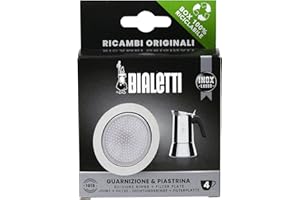 Bialetti 413329 1 SILIC Gasket+1FILTER 4 Cup Coffee Maker Spare Parts TZ.4 INOX, Polyester, Black