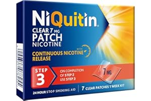 NiQuitin 7mg Nicotine Patches (Step 3-7 Clear Patches) - 24 Hour Craving Control - 1 Week Treatment Patches to Quit Or Reduce - Discreet Transparent Stop Smoking & Vaping Aids