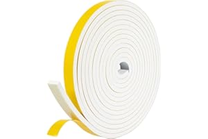 Jitnga Cinta De Sellado Autoadhesiva Para Puertas, Ventanas, Cinta Adhesiva De Espuma, Tiras De Espuma, Sello De Puerta, Burletes De Goma, Aislamiento Acústico, Sello De Colisión, 6 M (Blanco)