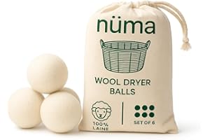 GÉNÉRIQUE Boules de Séchage Nüma en Laine • 100 % Laine de Nouvelle-Zélande • Réutilisables +1000 fois • Écologiques & Sans Produits Chimiques • Sac Coton