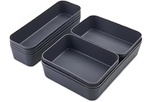 Jaoucue Schubladen Organizer Set 10 Stk Schminktisch Organize mit 3 Größen,Kunststoff Aufbewahrung für Make-up, Küche, Badezimmer, Schrank Organizer, Stauraum Büro