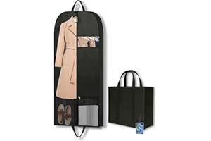 CYD 54’’ Dust-Proof Travel Garment Bags, Heavy Duty Garment Bags for Hanging Clothes Travel with Carry Bag, Luggage Strap, Accessory Pouch and Durable Zipper for Dress Suits Gowns, Black 1 Pack
