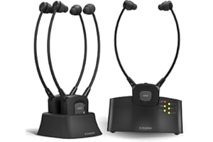Avantree HT3831 – Auriculares TV Inalámbricos con Control de Volumen L/R, Ampliable hasta 10 Auriculares, Ideal para Familias