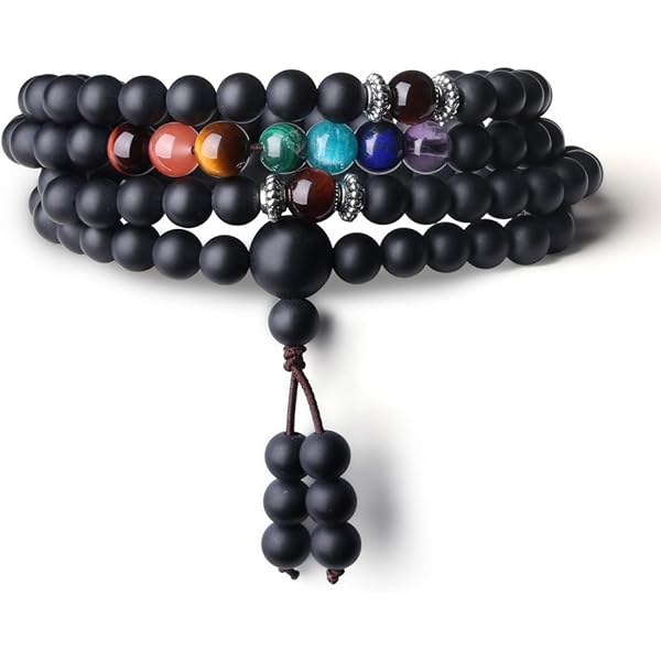 Collana Mala 108 Grani COAI - Pietra Lavica E Occhio Di Tigre, Bracciale Japamala Unisex Per Yoga E Meditazione - Foto 8