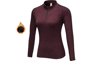 WOWENY Fleecepullover Damen 1/4 Zip Funktionsshirt Fleece warm Laufshirt Langarm mit Stehkragen, Atmungsaktive Langarmshirt Sportshirt Fitness Shirt Hoodies Outdoor Winter