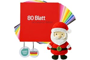 Miqio Bastelfilz | XL Bastelset 30x30cm - 80 Filzplatten zum Basteln und Nähen für Ostern (1mm) | Schadstoffgeprüfter Filzstoff