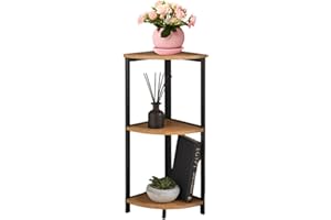 AAMEN 3 Tier Corner Shelf Storage Unit, Corner Shelf Unit for Living Room, Corner Cabinet Book Shelf Unit, Corner Bookcase Corner Shelves, Shelving Unit Corner Shelf