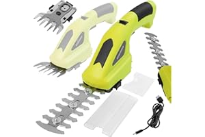 DEWINNER 2 en 1 Cisailles à Gazon 7.2V, Cisaille à Gazon avec 2 Lames, Cisaille de Jardin pour Couper Les Haies, Les pelouses, Largeur/Longueur de Coupe 10cm/14cm, pour Couper Gazon/Buisson